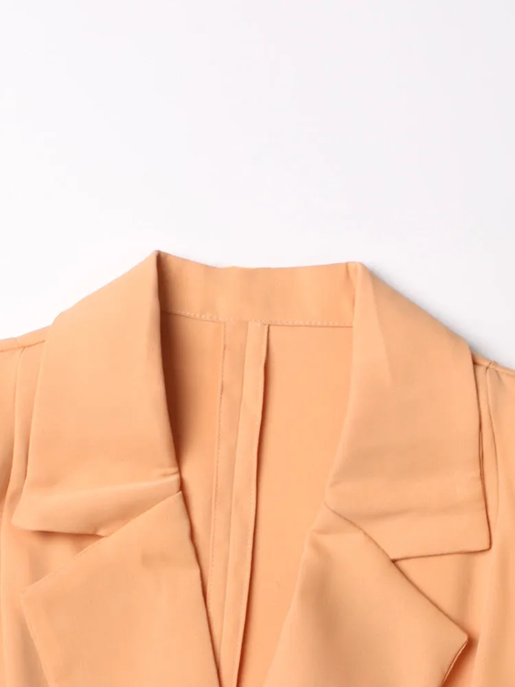 Patchwork Button Dresses For Women Lapel Short Sleeve High Waist Mini Minimalist Dress Female Fashion Clothing