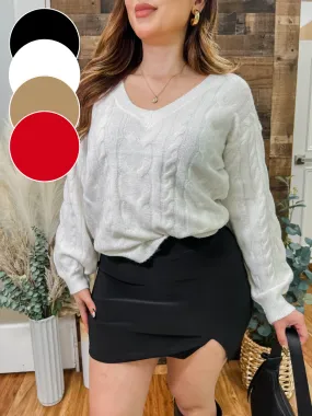 Penny V-neck Cable Knit Sweater