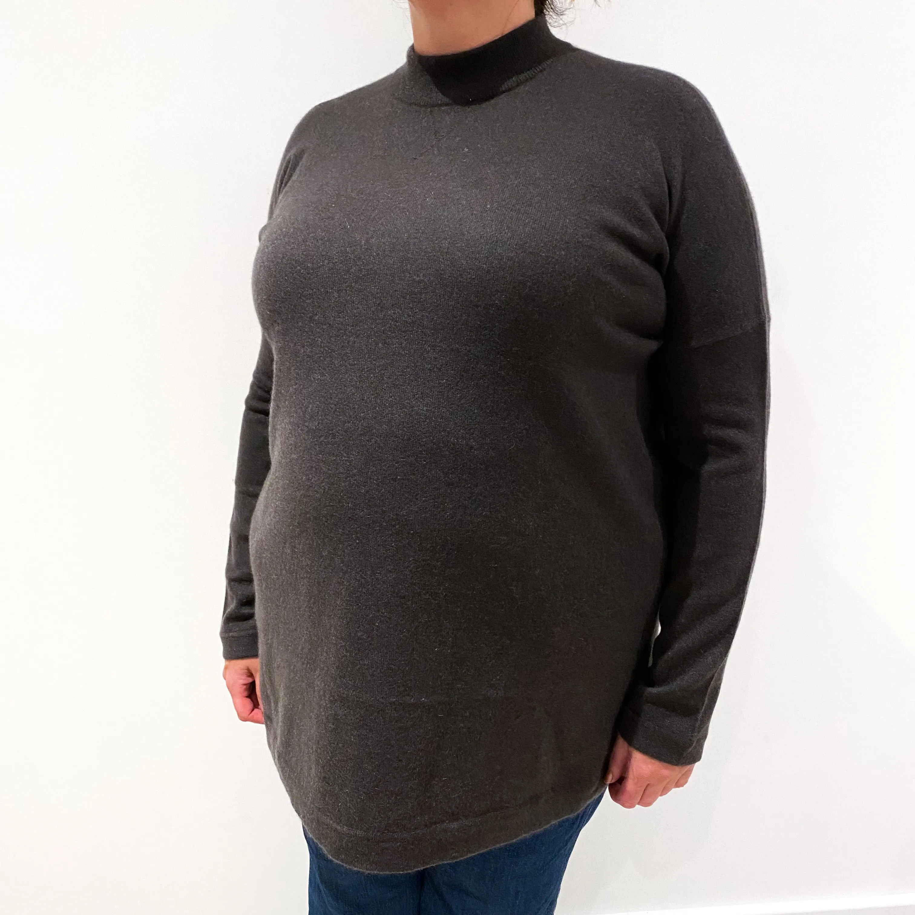 Peppercorn Brown Sweatshirt Style Cashmere Turtle Neck Tunic Jumper XXL
