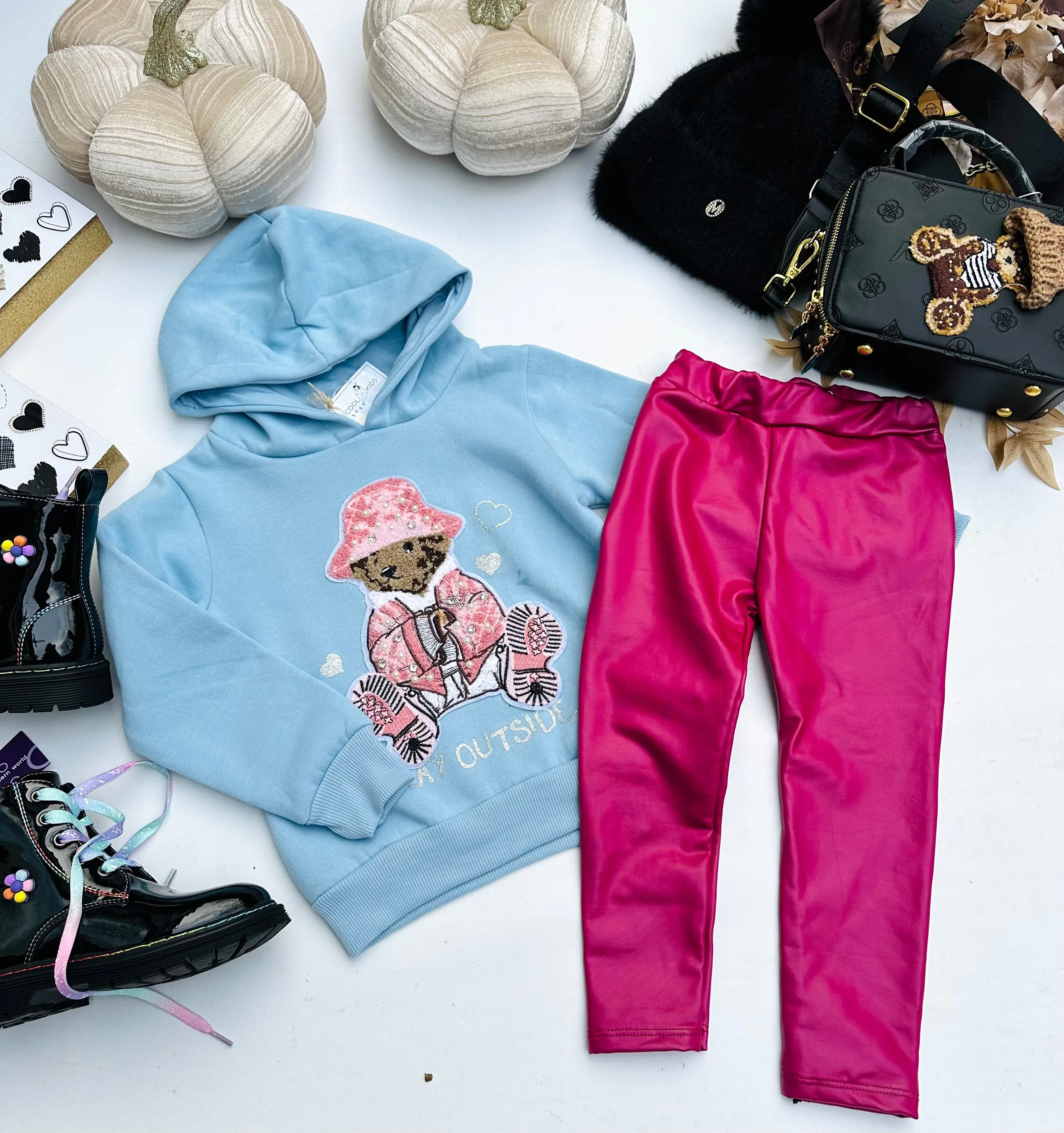 Pink eco leather leggings