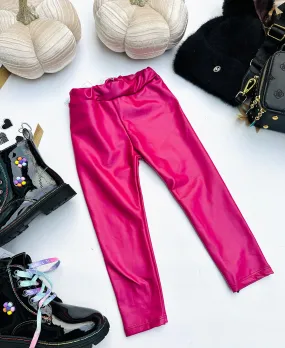 Pink eco leather leggings