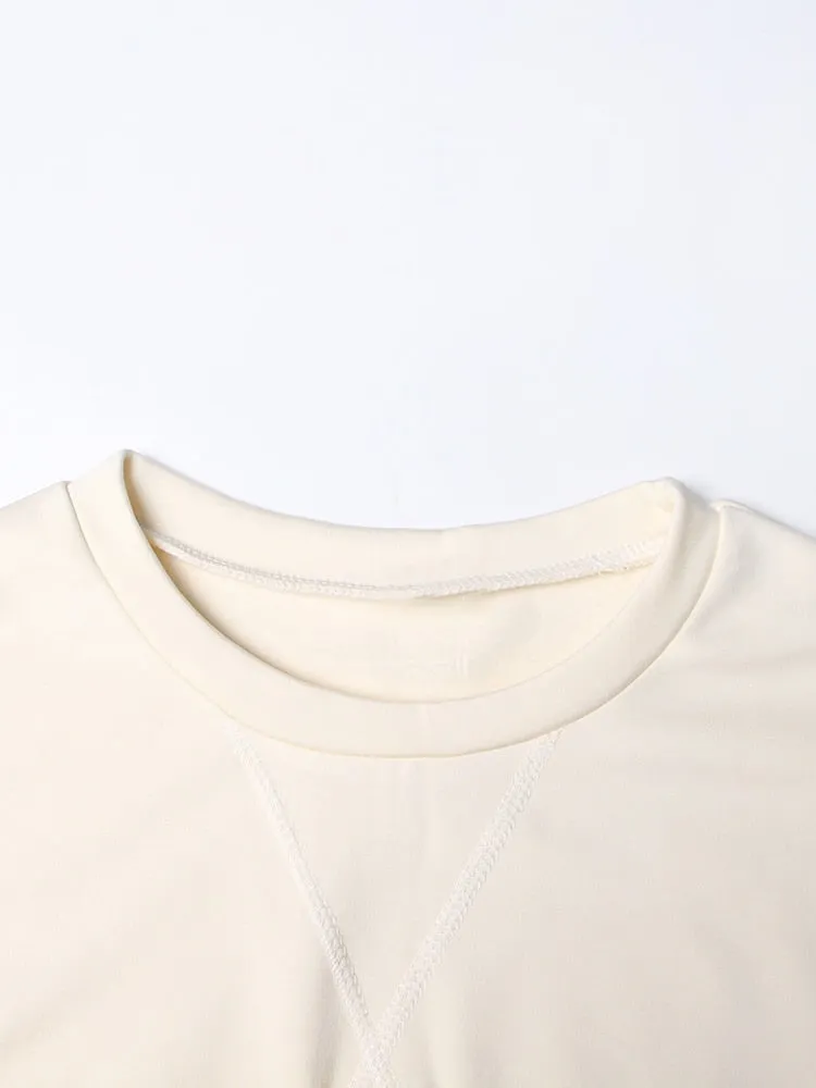 Pleated Minimalist Dresses For Women Round Neck Long Sleeve High Waist Pullover Dress Female Fashion Clothing