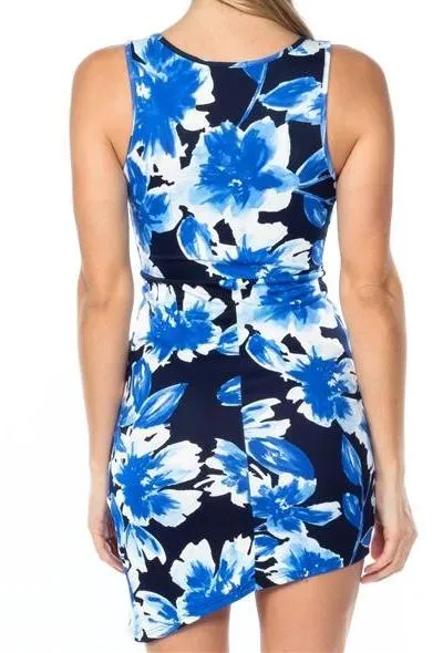 Plunge Floral Wrap Bodycon Mini Dress