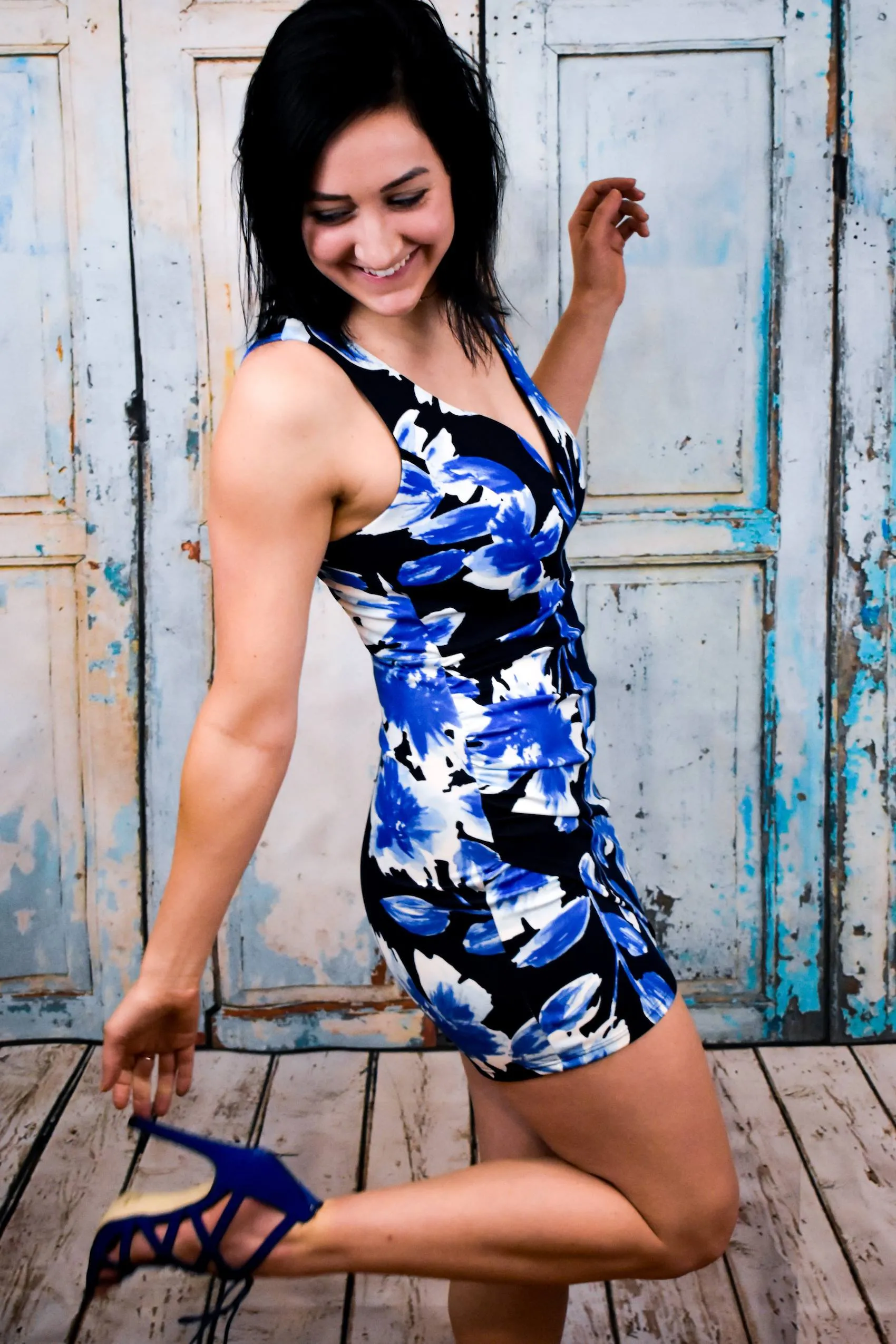 Plunge Floral Wrap Bodycon Mini Dress