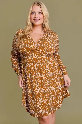 Plus Size Animal Print Banded Waist Wrap Mini Dress