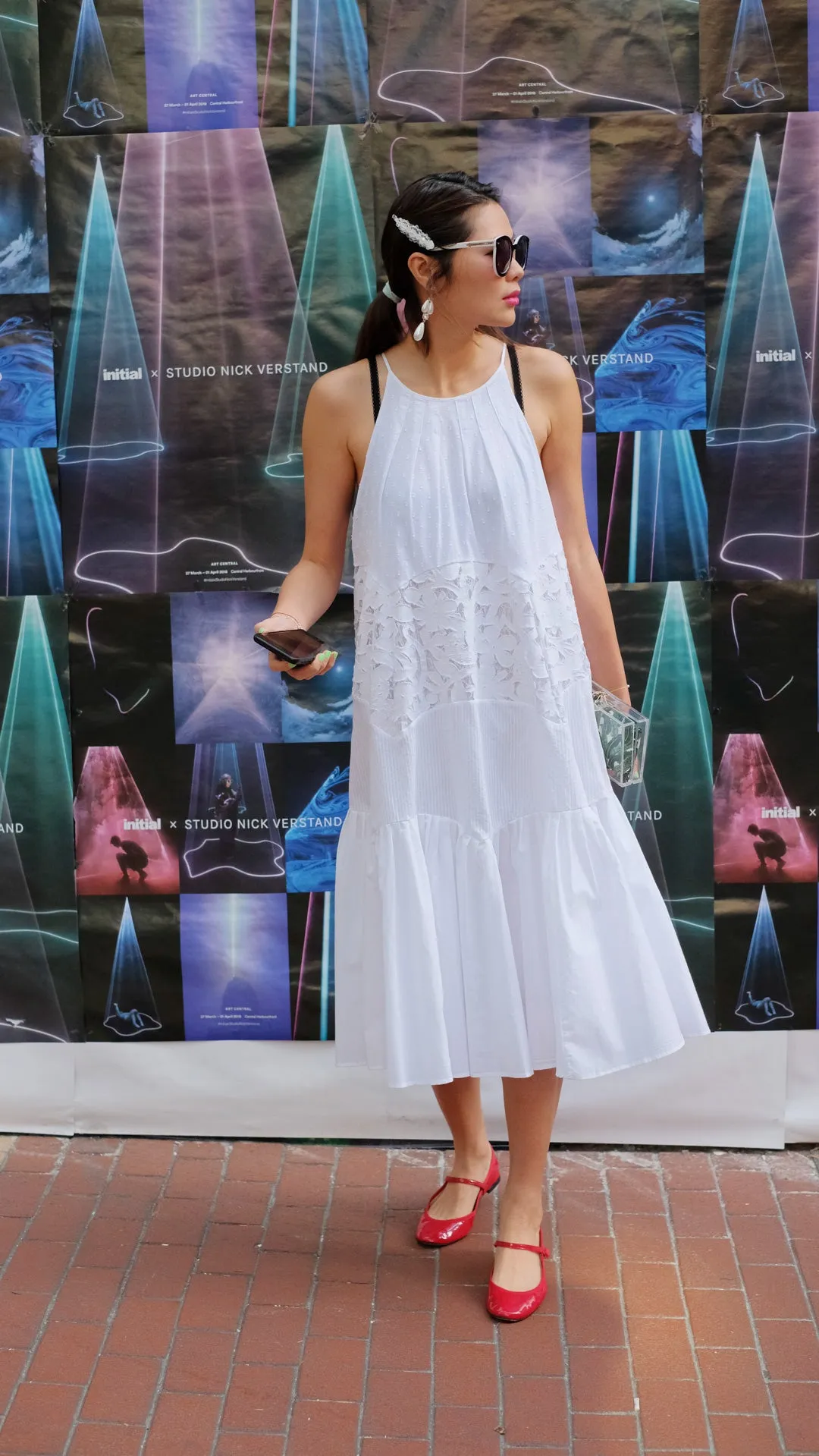 Premium White Mixed Fabrics Dolly Dress
