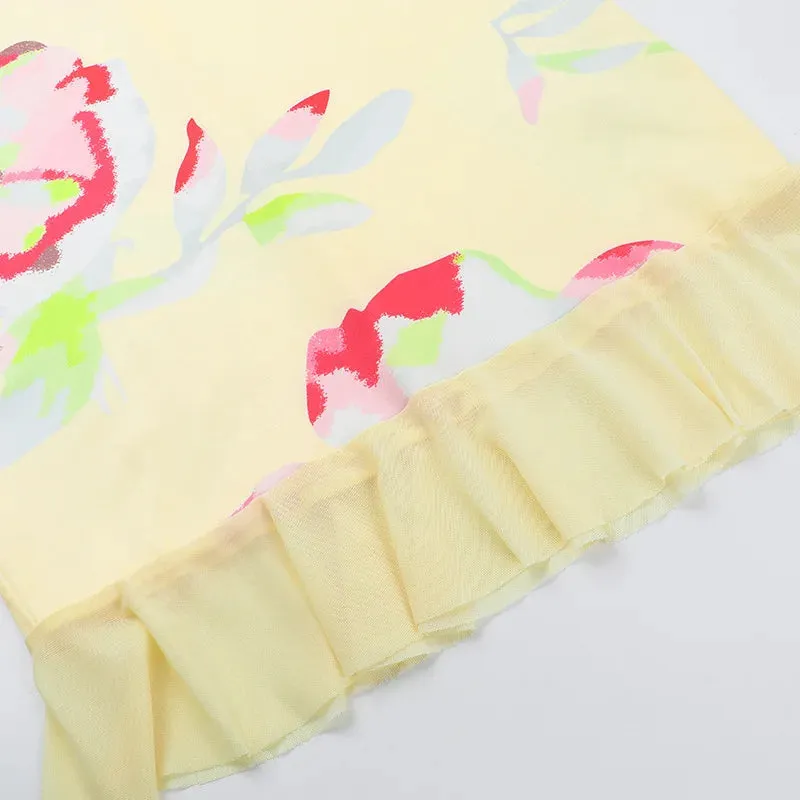 Printed Off-Shoulder Backless Party Dress for Women