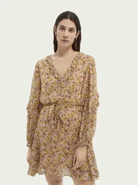 Printed V-neck dress in Combo M