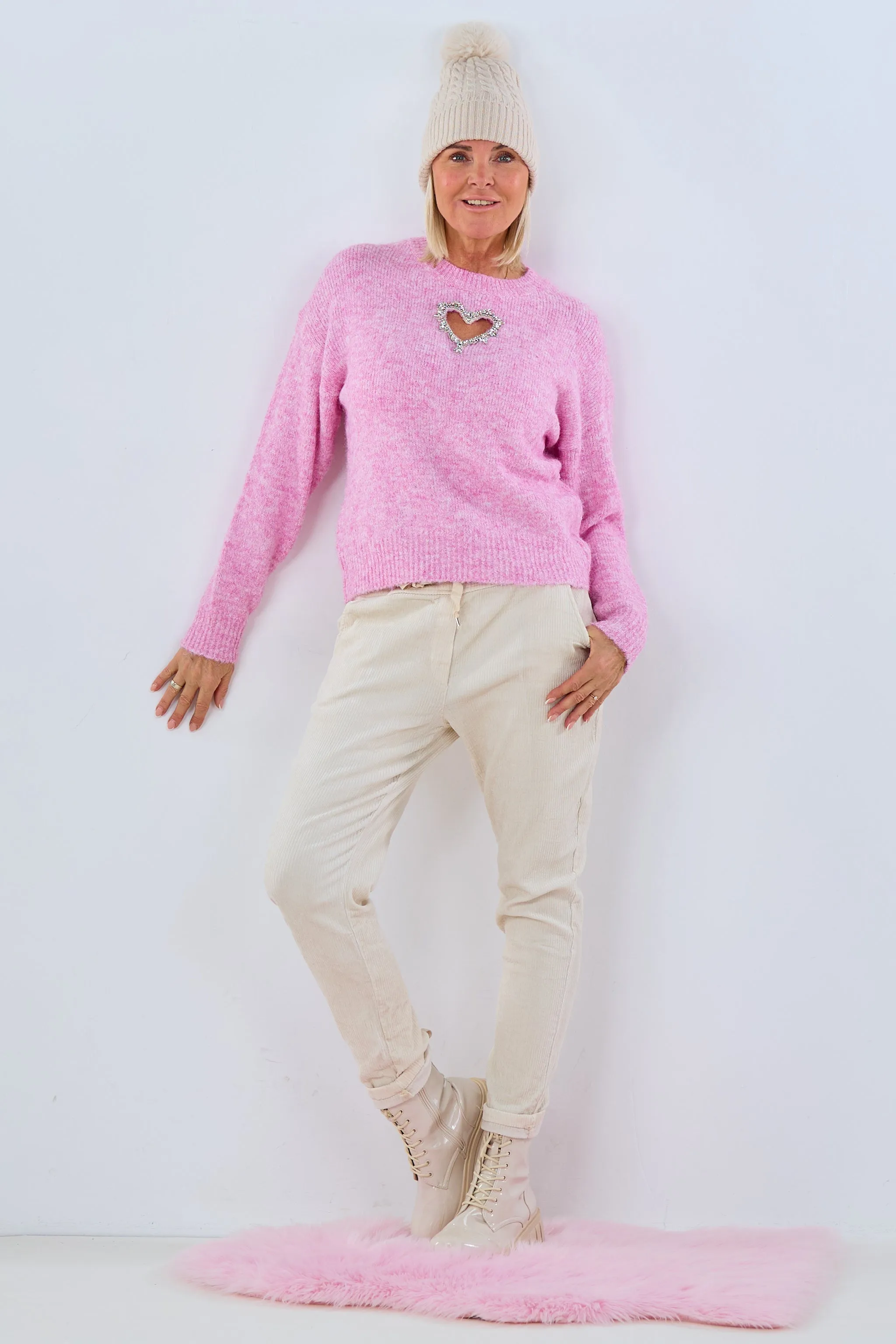 Pulli mit Herz-Ausschnitt, rosa (beere)