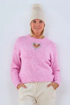 Pulli mit Herz-Ausschnitt, rosa (beere)