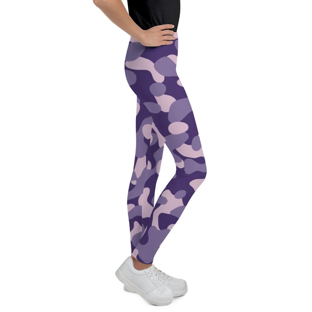 Purple Camo Crush Youth Leggings sizes 8-20