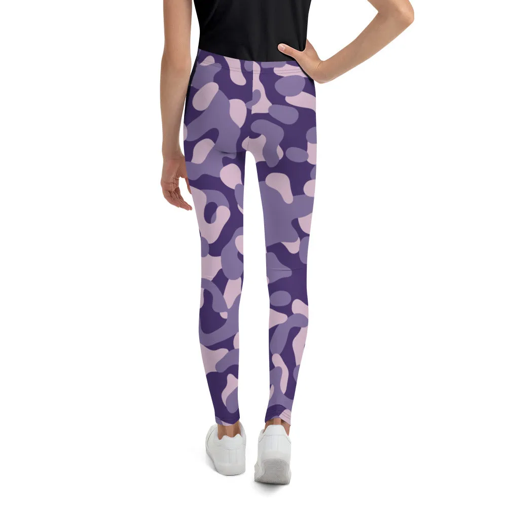 Purple Camo Crush Youth Leggings sizes 8-20
