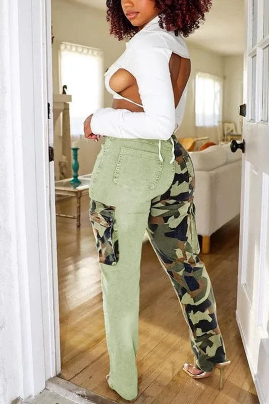 PY481 Camo Denim Long Pants