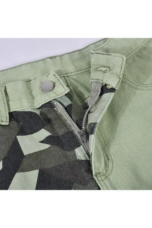 PY481 Camo Denim Long Pants