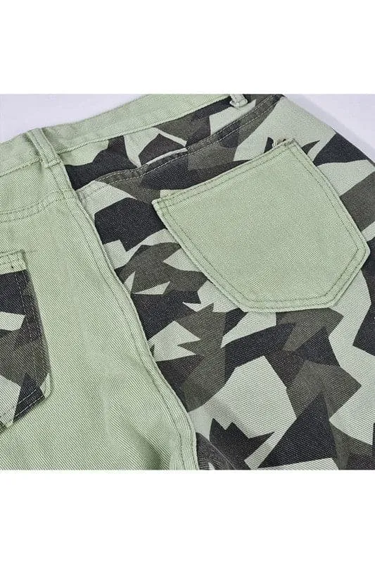 PY481 Camo Denim Long Pants