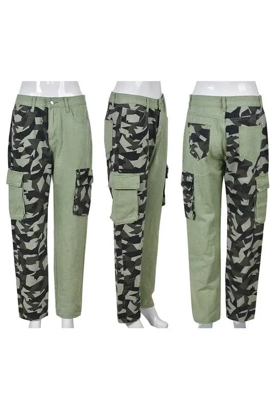 PY481 Camo Denim Long Pants