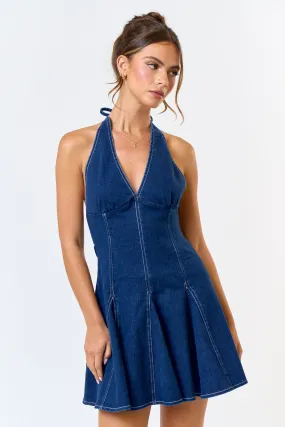 "September Winery" Halter Denim Dress