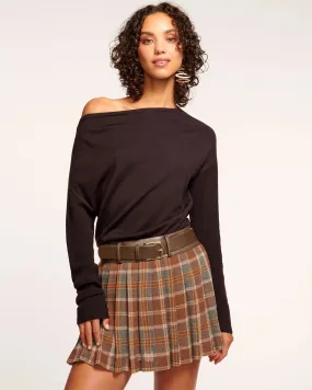 Ra7011 Chocolate Off Shoulder Sweater