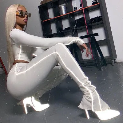 Reflective Stitch Two piece sexy sports set