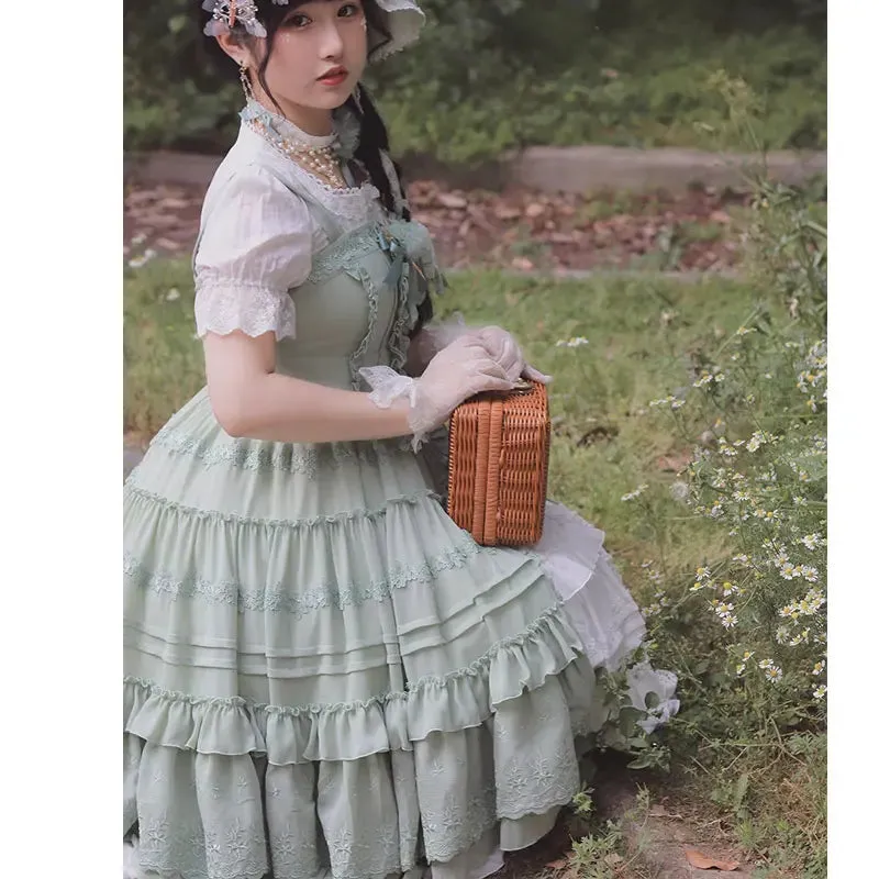Rose Girl ~ Classic Lolita JSK Button Dress by Dawn and Morning Dew