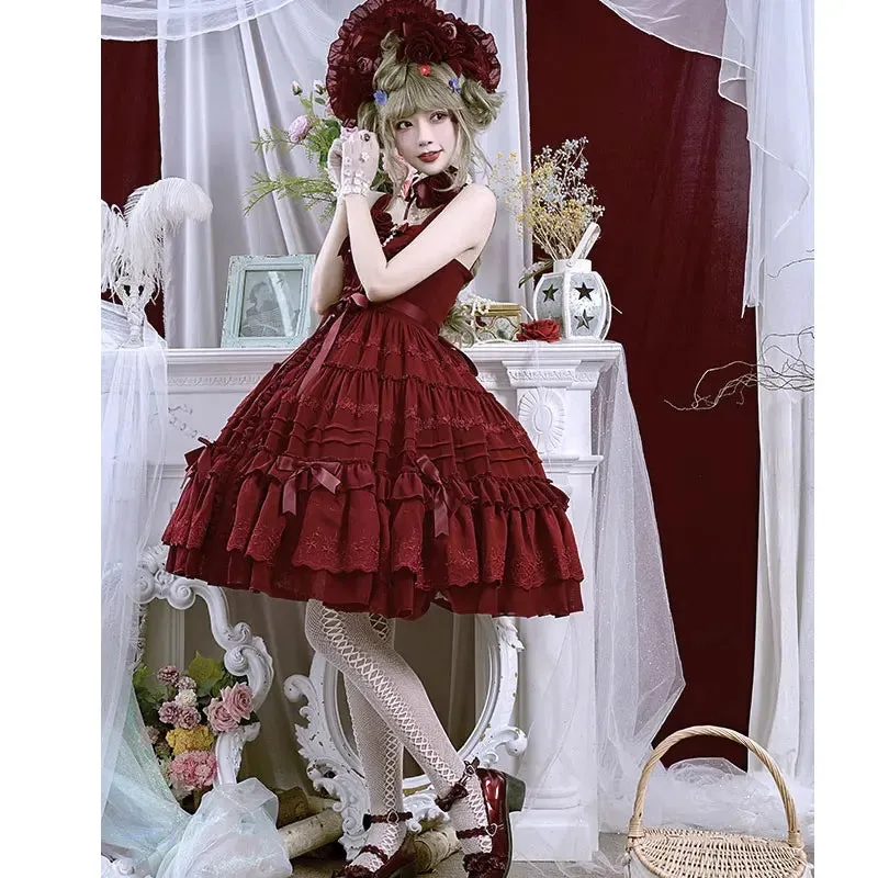 Rose Girl ~ Classic Lolita JSK Button Dress by Dawn and Morning Dew