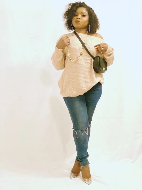 Round Neck Long Sleeve Solid Sweater (brown)