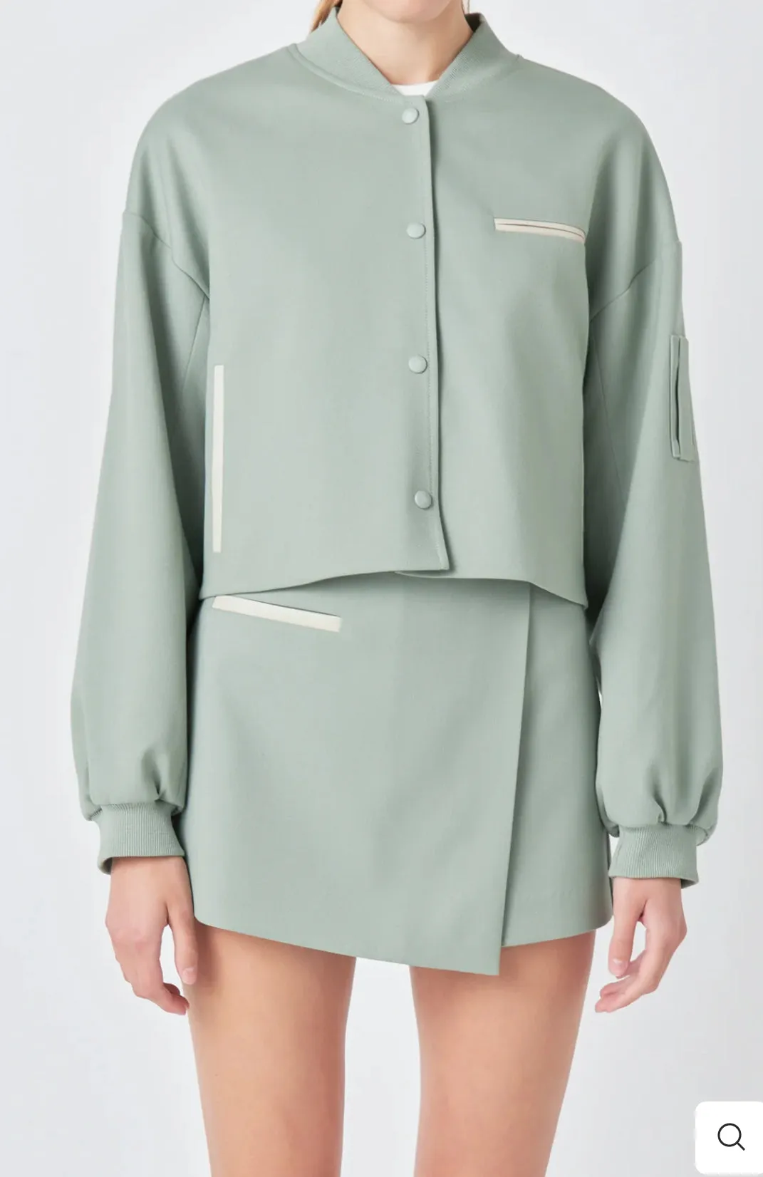 Sage Cropped Bomber Jacket