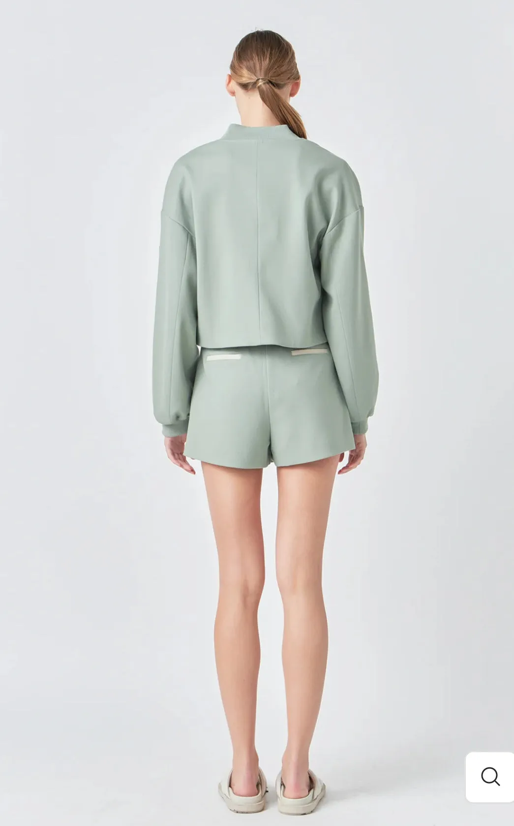 Sage Cropped Bomber Jacket