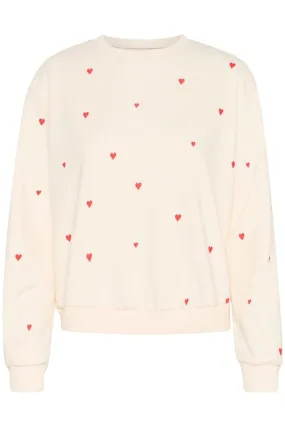 Saint Tropez 30513176 DagnaSZ Cream Jumper with Red Hearts