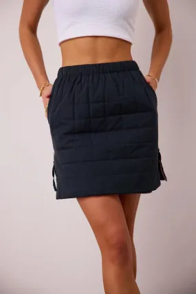 Sarah Quilted Mini Skirt in Navy - FINAL SALE