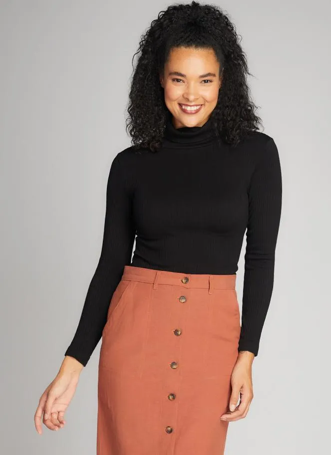 Seamless Rib L/S Turtleneck Top