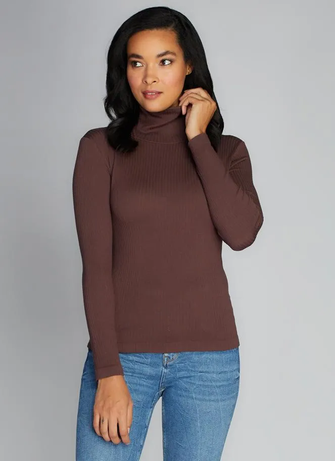Seamless Rib L/S Turtleneck Top
