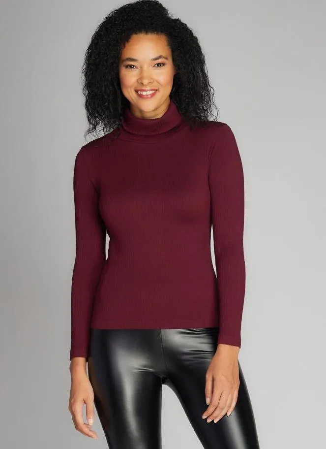 Seamless Rib L/S Turtleneck Top