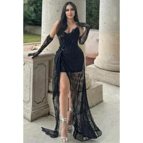 Sexy & Hot Lace Embroidery Appliques V-Neck Sleeveless Evening Party Prom Dress