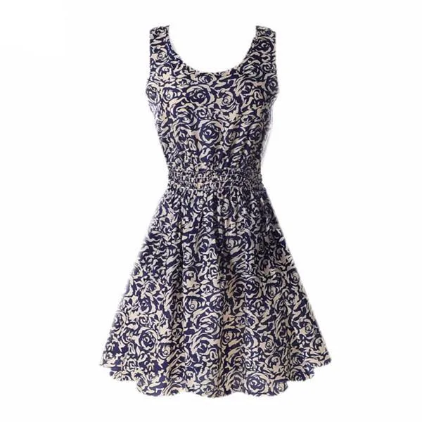 Sexy Vintage Summer Chiffon Sleeveless  Floral Tank Sundress