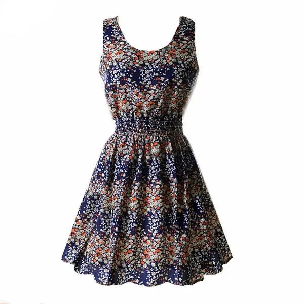 Sexy Vintage Summer Chiffon Sleeveless  Floral Tank Sundress