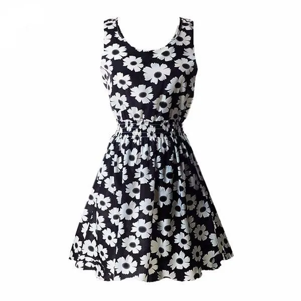 Sexy Vintage Summer Chiffon Sleeveless  Floral Tank Sundress