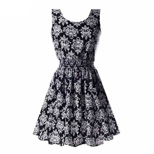 Sexy Vintage Summer Chiffon Sleeveless  Floral Tank Sundress