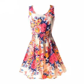 Sexy Vintage Summer Chiffon Sleeveless  Floral Tank Sundress