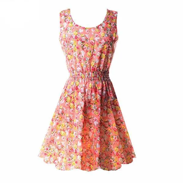 Sexy Vintage Summer Chiffon Sleeveless  Floral Tank Sundress