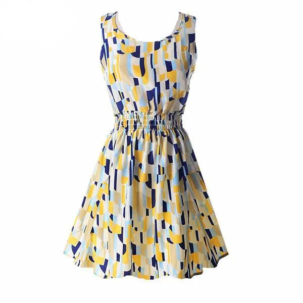 Sexy Vintage Summer Chiffon Sleeveless  Floral Tank Sundress