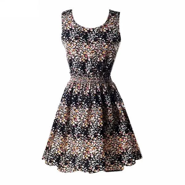Sexy Vintage Summer Chiffon Sleeveless  Floral Tank Sundress