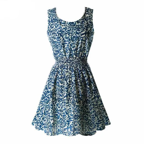 Sexy Vintage Summer Chiffon Sleeveless  Floral Tank Sundress