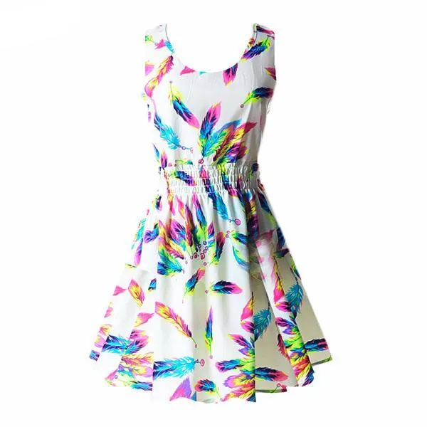 Sexy Vintage Summer Chiffon Sleeveless  Floral Tank Sundress