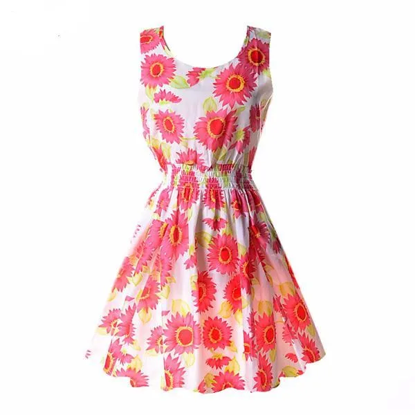 Sexy Vintage Summer Chiffon Sleeveless  Floral Tank Sundress