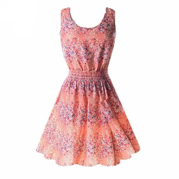 Sexy Vintage Summer Chiffon Sleeveless  Floral Tank Sundress