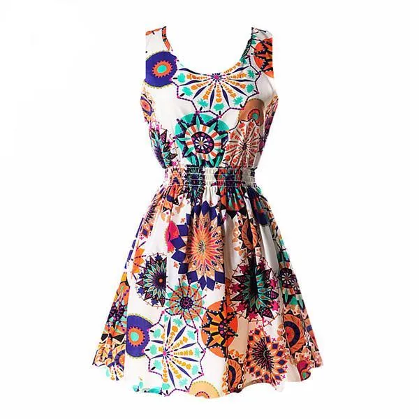 Sexy Vintage Summer Chiffon Sleeveless  Floral Tank Sundress