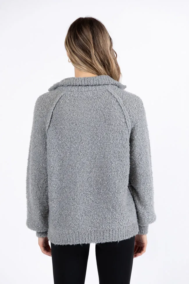Signature Move Grey Fuzzy Quarter Zip Pullover FINAL SALE