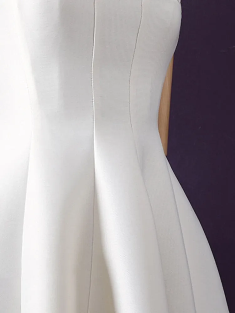 Slim Minimalist Dresses For Women Square Collar Sleeveless High Waist Folds Elegant Dress Female Fashion Clothes