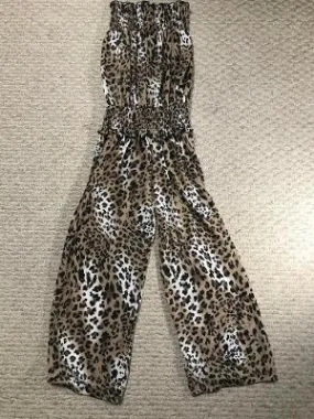 SMOCKED JUMPSUIT SNOW LEOPARD